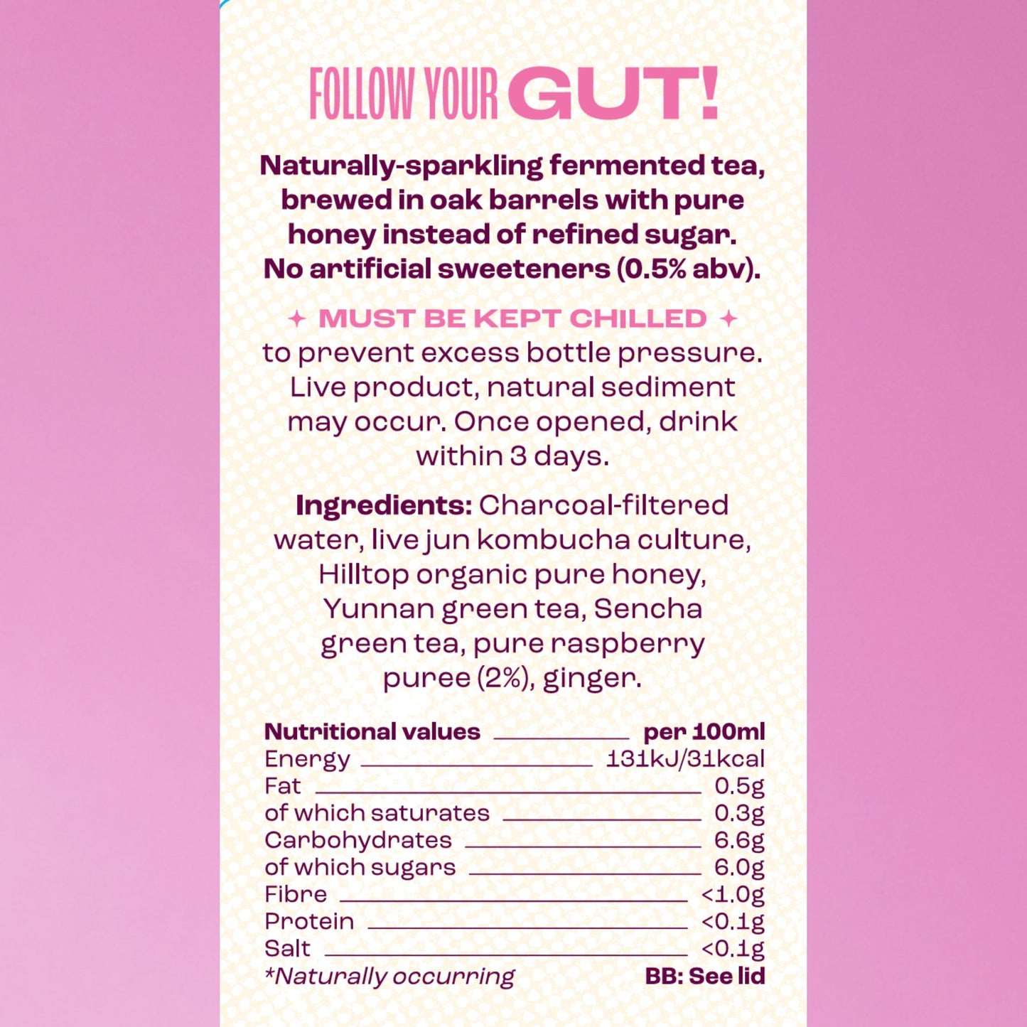 RASPBERRY & GINGER Jun Kombucha